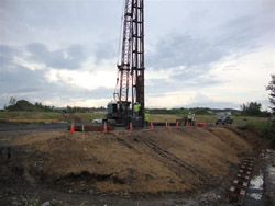 Pile driving at the Longfellow Bridge site