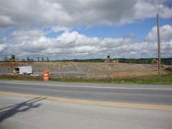 Profile of the ramp approaching the Route 1 bridge from the east