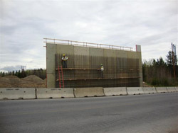 Concrete being placed for abutment 2 for route 89 overpass